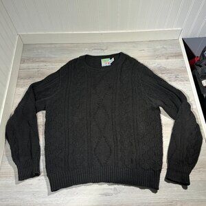 VTG 80s Made in USA Why This? Cable Chunky Knit Pullover Sweater 100 Cotton Sz L